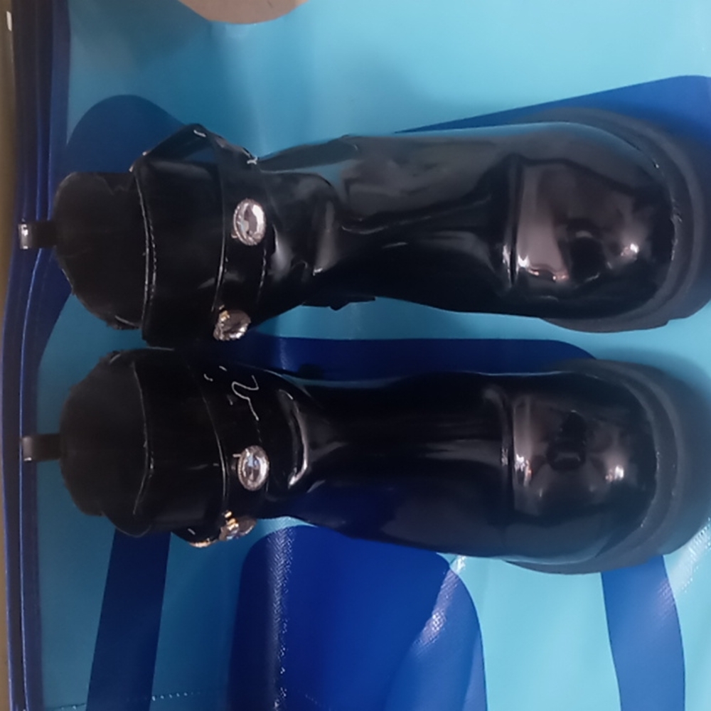 Black patent leather boots ankle boots
